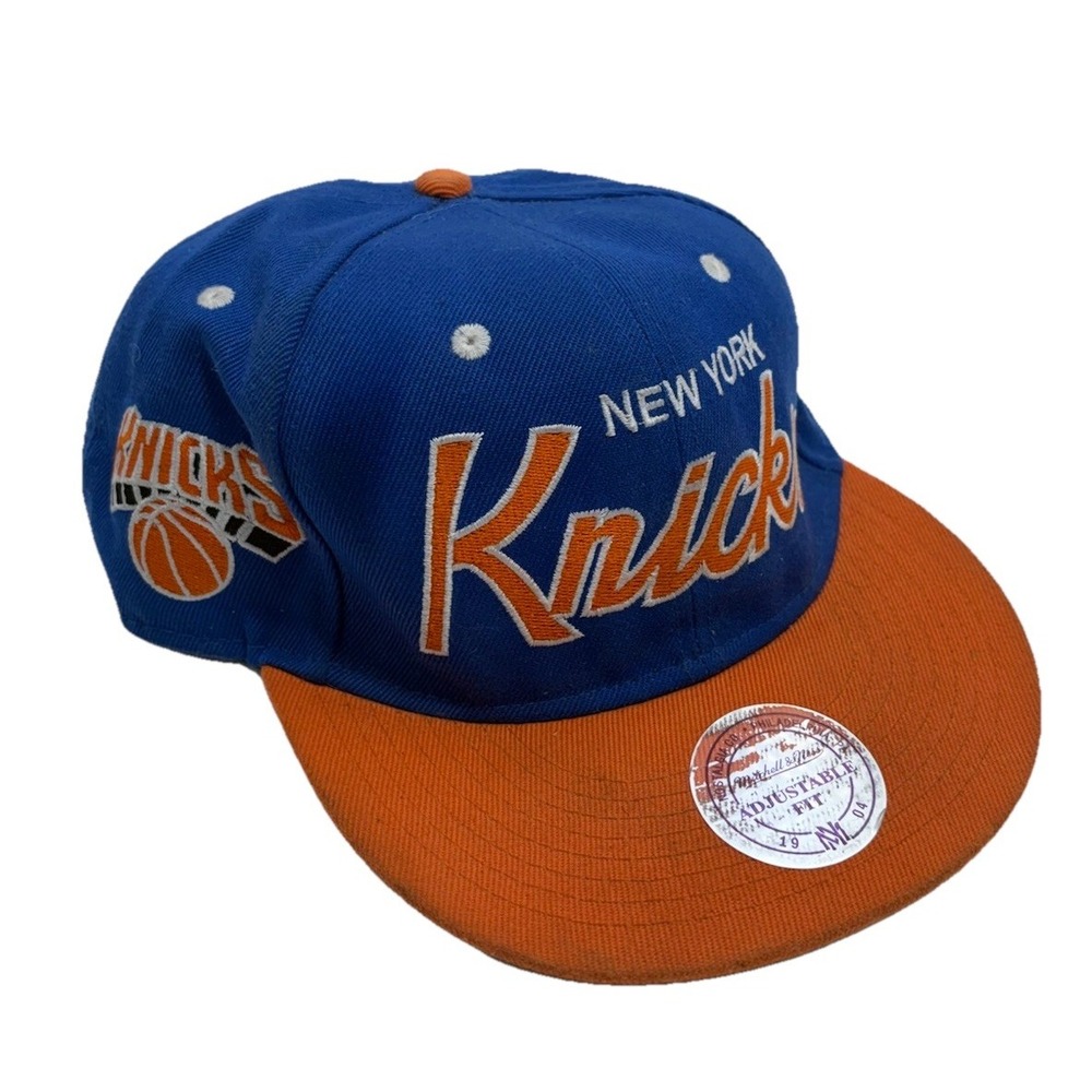 New York Knicks Hat NBA Retro Mitchell & Ness HWC Wool Flat Bill Snapback Blue